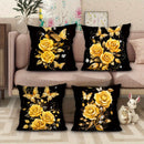 Axyaa Golden Rose Butterfly Pattern Pillowcase - Soft and Stylish Home Decor