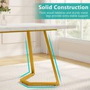Axyaa Modern 55" White Dining Table with Gold Legs & Faux Marble Top