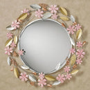 Axyaa Pink Wildflower Round Floral Wall Mirror 33" Diameter