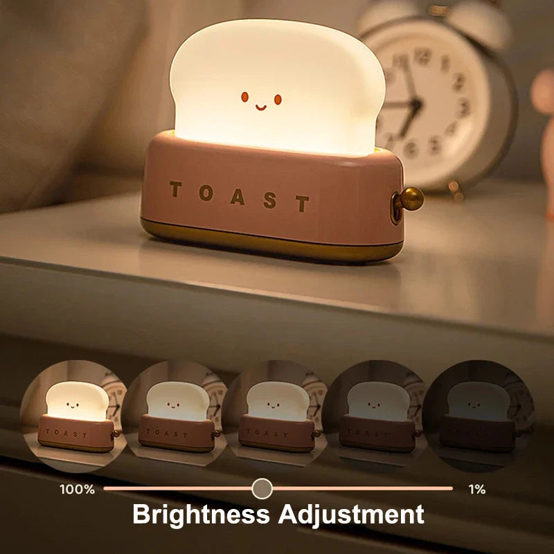 Axyaa Toast Lamp: Rechargeable LED Night Light for Bedroom Decoration and Mood Lighting