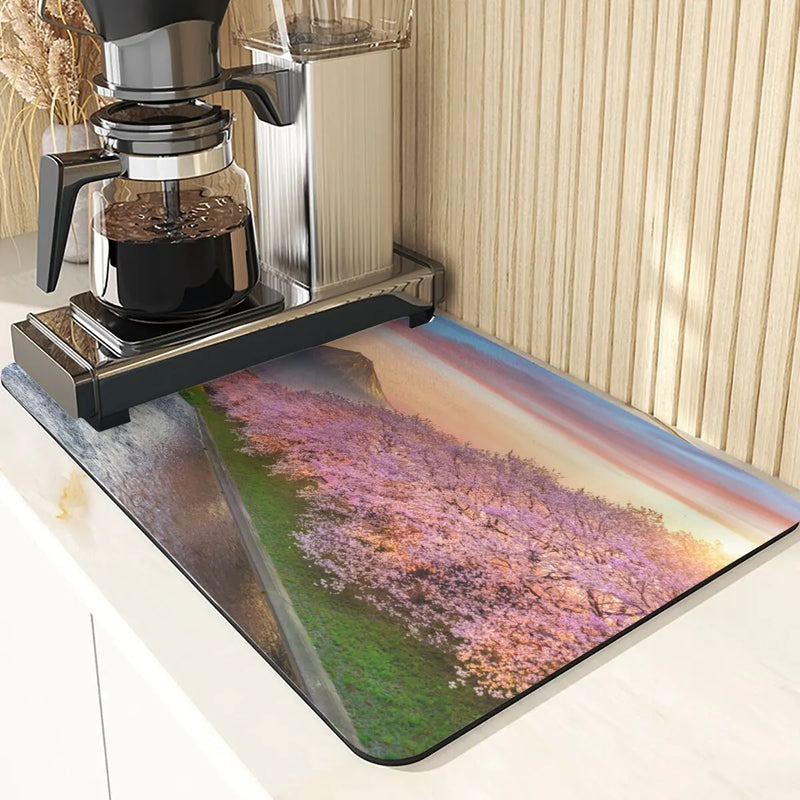 Axyaa Fujiyama Sakura Coasters Mats & Placemats: Plant Style Kitchen Table Mat