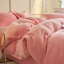 Axyaa Solid Flannel Bedding Set, Reversible Fleece Duvet Cover and Cozy Sheet with Pillowcases