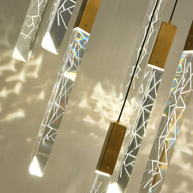 Axyaa Modern Luxury Pendant Lamp, K9 Crystal Gold Chandelier for Loft and Duplex Staircase