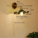 Axyaa Green Glass Copper LED Wall Lamp Sconce Pull Chain Modern Nordic Wandlamp