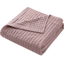 Axyaa Summer Waffle Plaid Cotton Bed Blanket in Green Pink Color