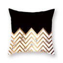 Axyaa Luxury Gold Black Geometric Marble Stripe Pillowcase