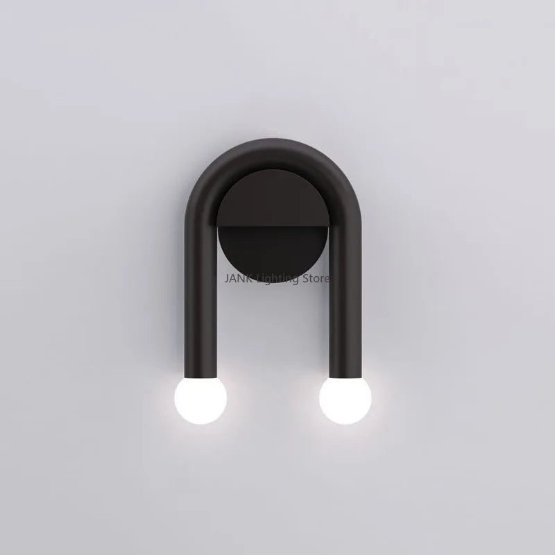 Axyaa Black U-Shape LED Wall Lamp for Bedroom Study - Modern Minimalist Design