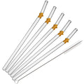 Axyaa Glass Christmas Straws Set with Cleaning Brush - 6Pcs - Bar Accessories