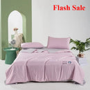 Axyaa Solid Color Tencel Cool Silk Washable Quilt Double Bed Four-Piece Set