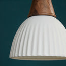 Axyaa Ceramic Wood LED Pendant Chandelier for Dining Bedroom Kitchen Lighting