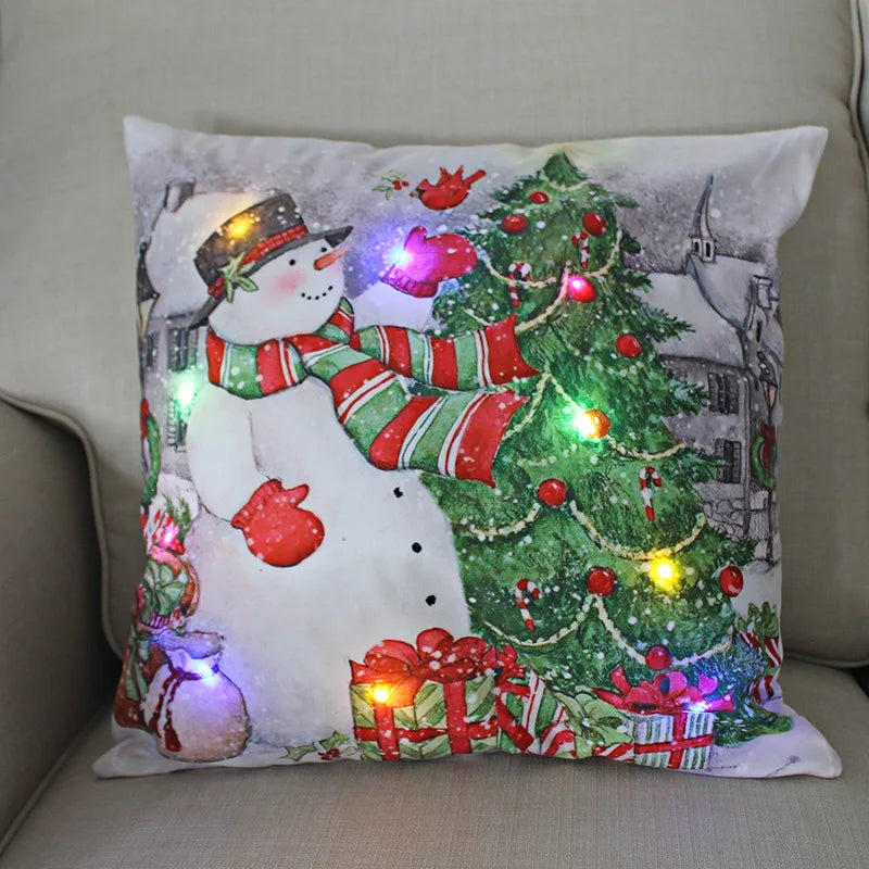 Axyaa LED Christmas Pillow Cover for Festive Holiday Decor