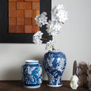 Axyaa Blue & White Porcelain Ceramic Vase - Chinese Retro Flower Pot & Arrangement Accessory