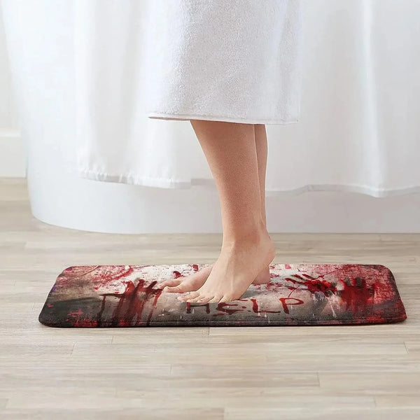 Bloody Footprints Decorative Floor Mat by Axyaa