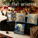 Axyaa Winter Animal Scene Pillow Cover for Sofa, Bedroom, Car - Rectangular Back Cushion