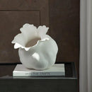 Axyaa White Ceramic Irregular Flower Vase, Hand-made Ornaments for Floral Arrangements