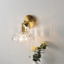 Axyaa Nordic LED Glass Wall Lights with Pull Chain Switch, Rotating Copper Bedside Lamp