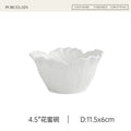 Axyaa Pure White Ceramic Cabbage Relief Bowl for Fruits and Salad