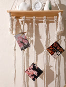 Axyaa Macrame Floating Wall Shelf with Photo Display - Boho Home Decor Gift