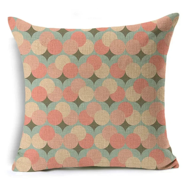 Axyaa Retro Geometry Linen Pillowcase - 45*45cm