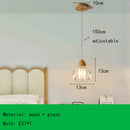 Axyaa Modern Glass Ceiling Light With Wood E27 Bulb for Bedroom Dining Room
