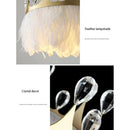 Axyaa White Feather Pendant Light with Gold Crown & Crystal Decor for Girl's Room, E27 Socket