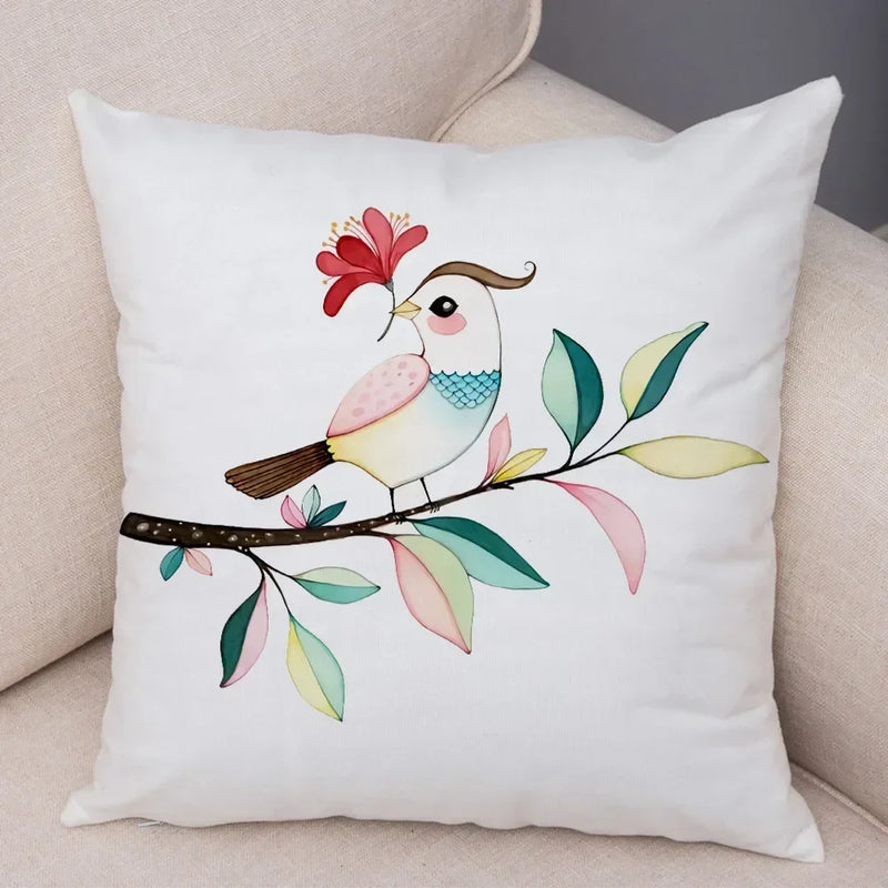 Axyaa Cartoon Parrot Pillowcase with Birds and Flowers 45x45cm