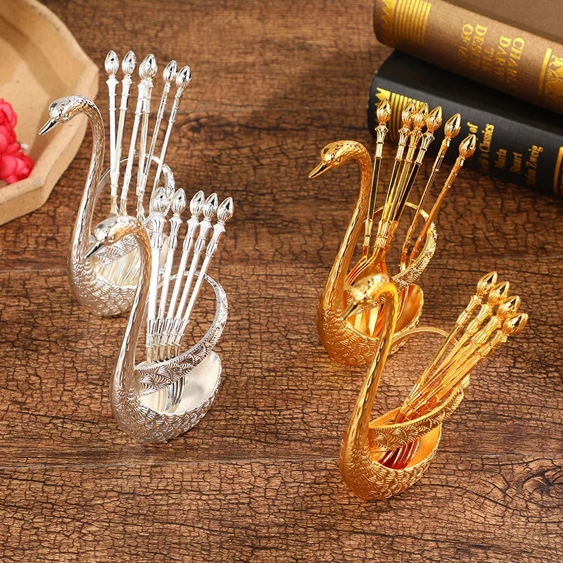 Golden Swan Tableware Organizer Spoon Fork Set by Axya: Vintage Afternoon Tea Essentials