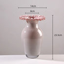 Axyaa Pink Glass Vase Pleated Lace Home Decor Hydroponic Terrarium