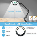 Axyaa LED Magnifying Desk Lamp 3 Color Modes 10-Level Dimmable Hands-Free Magnifier
