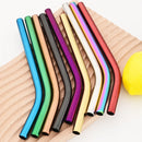Axyaa Stainless Steel Wide Bent Straw Set with Cleaning Brush