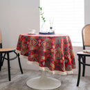 Axya Red Jacquard Christmas Round Table Cloth