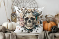 Axyaa Halloween Floral Skull Decorative Pillow Cover