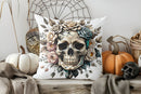 Axyaa Halloween Floral Skull Decorative Pillow Cover