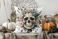 Axyaa Floral Skull Halloween Decorative Pillow Cover for Sofa, Bedroom, Car