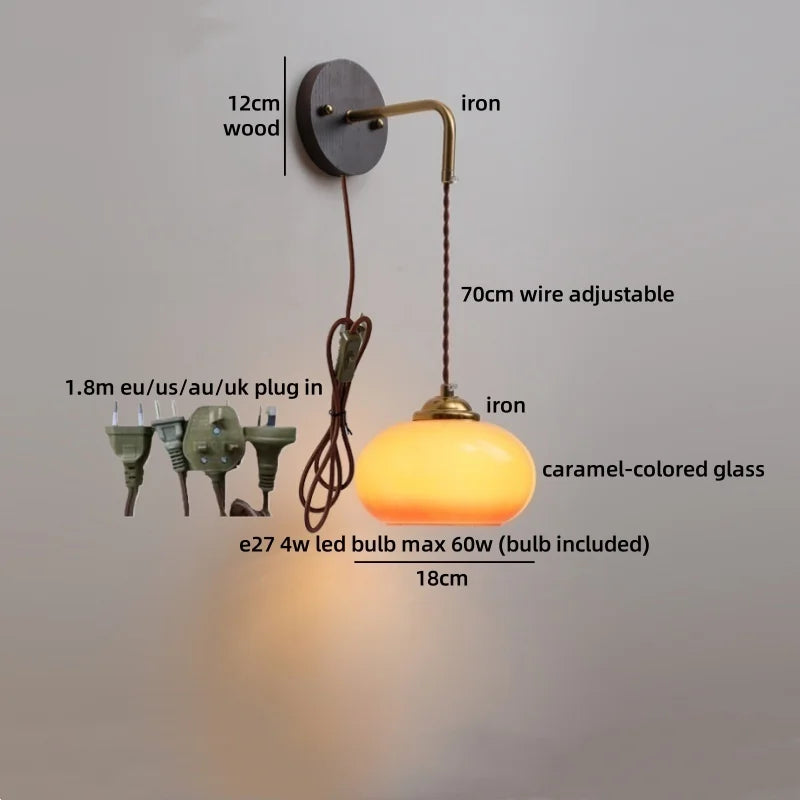 Axyaa Round Glass LED Wall Lights Switch for Indoor Luxury Living Room