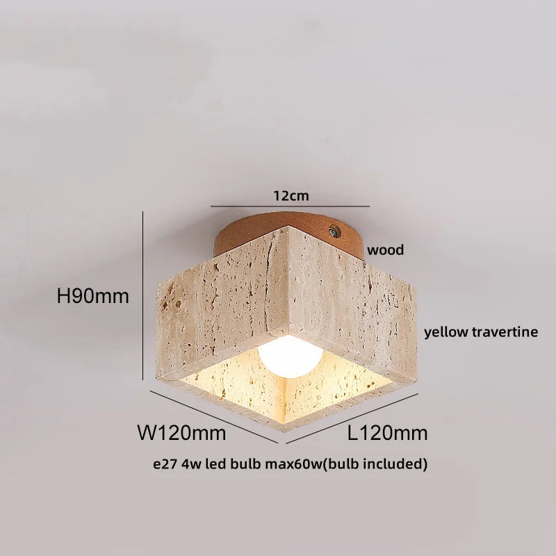 Axyaa Acryl Travertine LED Ceiling Light - Natural Stone Modern Ceiling Lamp