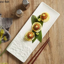 Axyaa Stone Pattern Long Strip Ceramic Sushi Plate Set