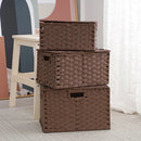 Axyaa Imitation Rattan Woven Storage Box with Lid - Home Organizer Basket