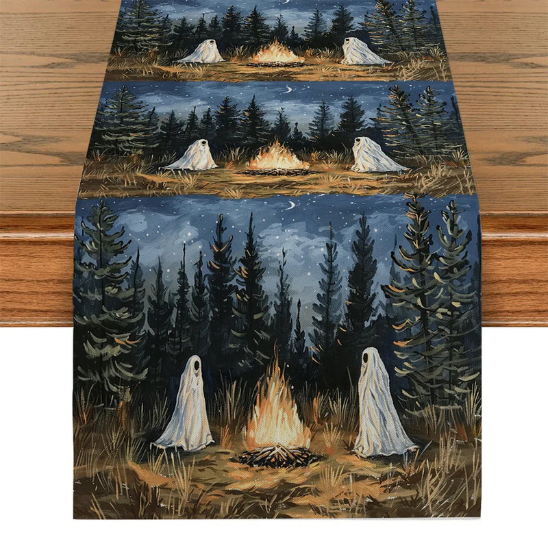 Axyaa Cute Ghost Table Runner for Halloween Decor