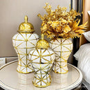 Axyaa Gold Ceramic Vase Decor for Home Entrance, Living Room - Floor-to-Ceiling Jar