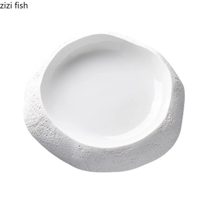 Axya Stone Pattern Ceramic Dinner Soup Salad Dessert Plates Set