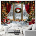 Winter Wonderland Tapestry: Christmas Tree Garland Window Wall Hanging by Axyaa