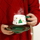 Axyaa Christmas Ceramic Coffee Cup and Saucer Set, Holiday-themed Cups, Coffee and Milk Cups