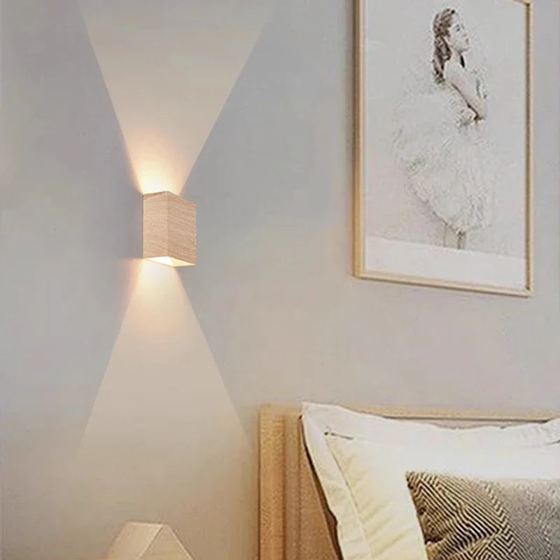 Axyaa Walnut Wood LED Wall Lamp for Room Decor & Lighting