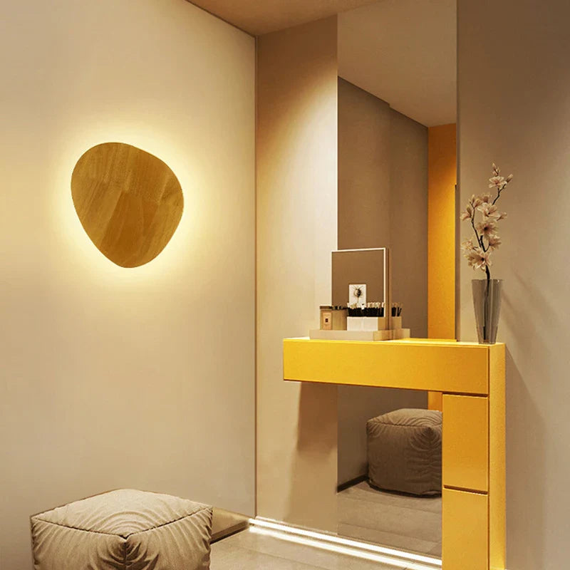 Axyaa Round LED Wall Lamp: Modern Nordic Wood Sconces for Home Decor