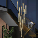 Axyaa Gold Crystal Staircase Chandelier: Modern LED Living Room Lamp