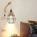 Axyaa Minimalist Wood and Rope Wall Light with Switch for Dining Bar Bedroom
