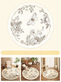 Axyaa Butterfly Pattern Plush Round Carpet for Cream Style Bedroom Decor and Living Room