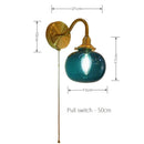 Axyaa Brass Wall Sconce with Multicolor Glass Globe – Modern Bedroom Wall Light