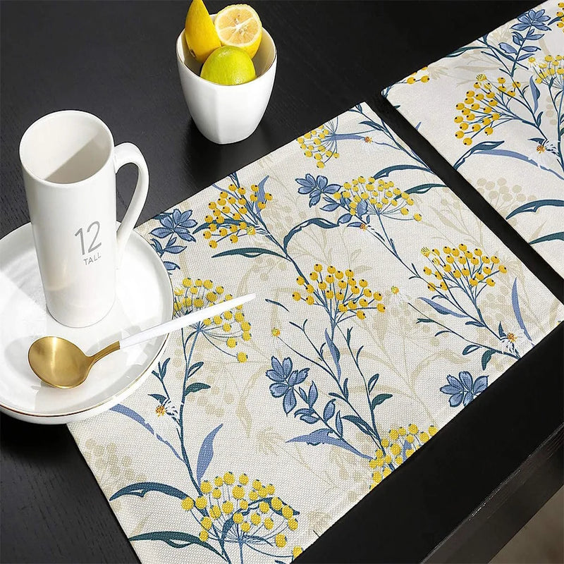 Axyaa Vintage Flower Non-slip Table Mats - Set of 6